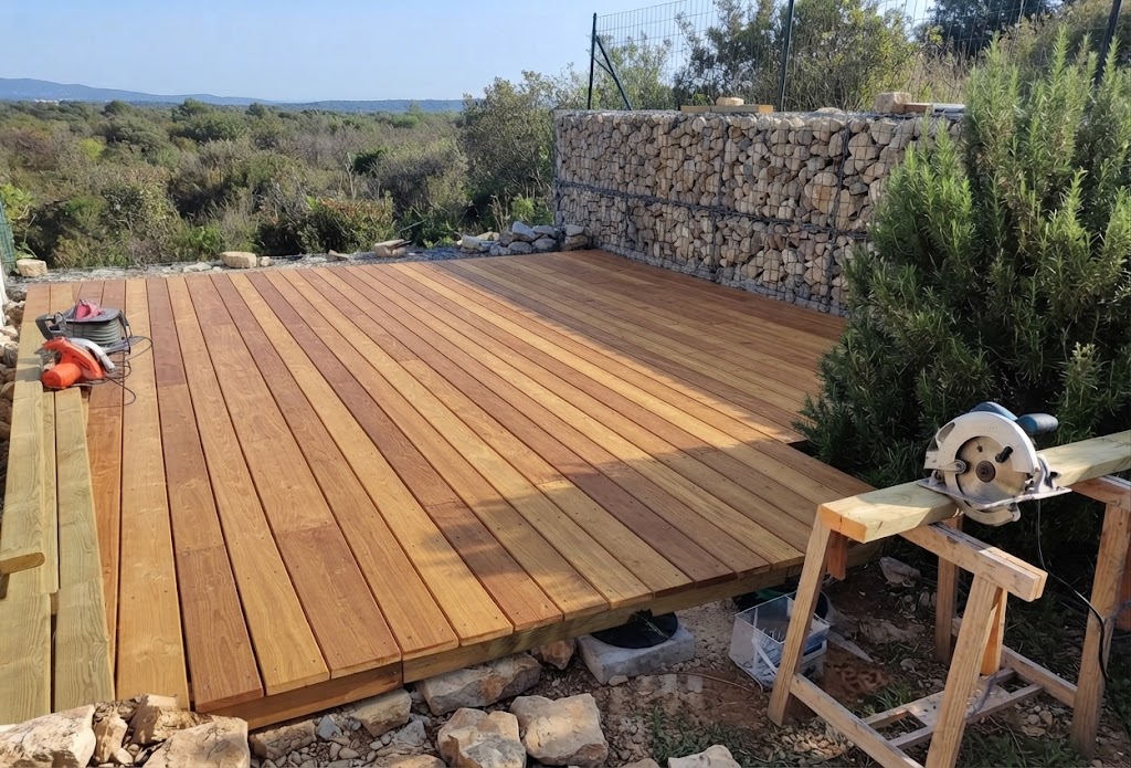 Terrasse sur plots après